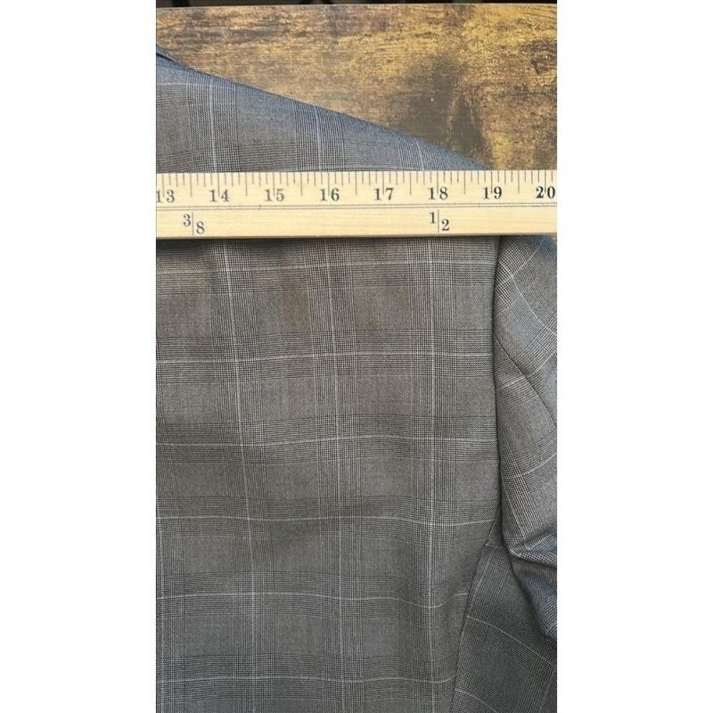 Sean John Mens Gray Glen Plaid Two Button Blazer Sport Coat 44L Wool Blend - Picture 8 of 12